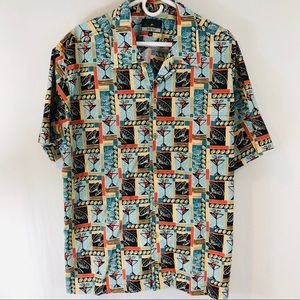 FINS men’s Hawaiian Shirt Sz G L. 100% Cotton